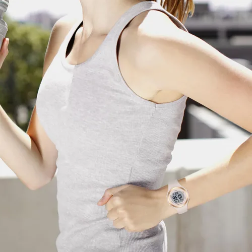 Vista 8 de GOLDEN HOUR Reloj de pulsera de silicona con cronógrafo digital impermeable para mujer
