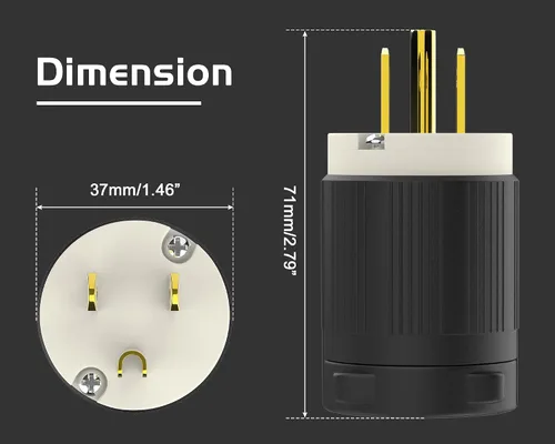 Vista 10 de Cable de extensión NEMA 5-15P con certificación UL para reparación de extremos de repuesto macho de 15 amperios, 110, 120, 125 voltios, 3 puntas, 2