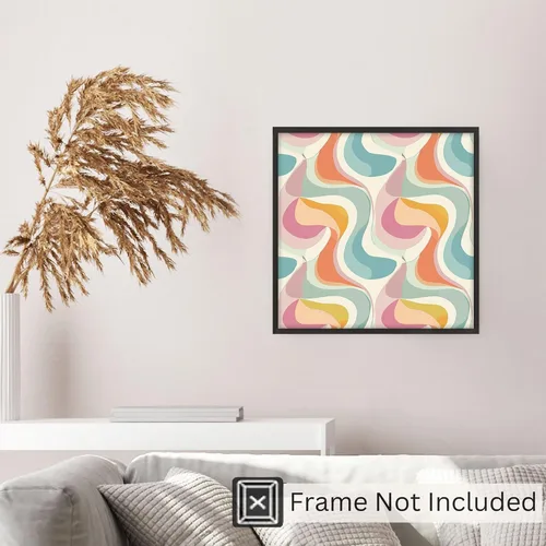Vista 5 de Ethan Taylor Abstract Wall Art Prints Unframed Square Posters 'Retro 70s Hippie Groovy Pattern III' Retro Home Décor for Living Room, Bedroom