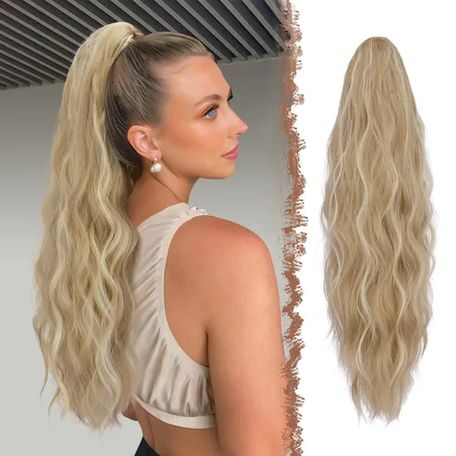 Vista 21 de FESHFEN Extensiones de Cola de Caballo, Pieza de Cabello de Cola de Caballo Larga con Pinza de Garra, Pieza de Cabello Sintético de Colas de Caballo