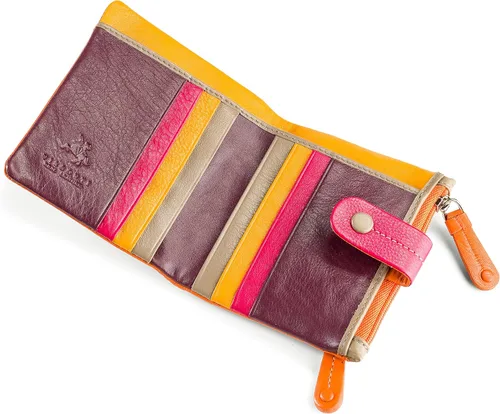 Vista 4 de VISCONTI Mojito M77 - Cartera compacta de piel suave, multicolor, 3.5 x 4.3 pulgadas, Negro -, Cartera con cremallera