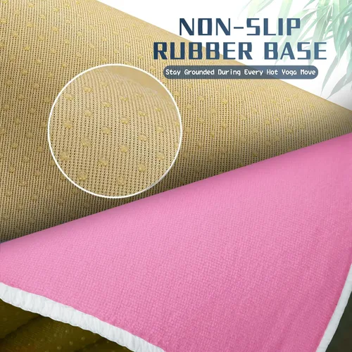 Vista 2 de Toalla de yoga caliente antideslizante, paquete de 2 toallas de yoga gruesas y suaves, absorbentes del sudor, con punto de agarre, 72 x 26 pulgadas
