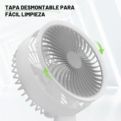 Vista 8 de Magshion Ventilador de escritorio plegable de 7.5 pulgadas con luz nocturna, ventilador pequeño oscilante de 120°, 4 velocidades, alimentado por USB