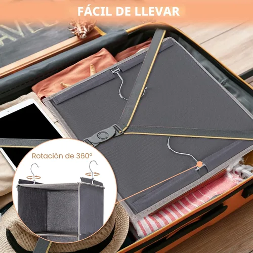 Vista 7 de BOOMIBOO Organizador de armario colgante y estantes, 5 estantes colgantes con 2 bolsillos laterales, almacenamiento plegable (beige)