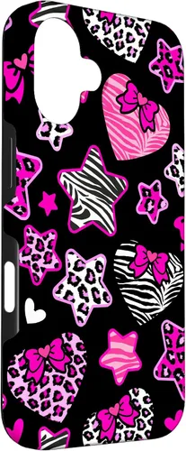 Vista 3 de Funda Bimbo Y2K para iPhone 16 McBling Estética Corazón Estrella Leopardo Zebra Rosa Y2K