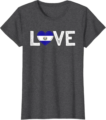 Vista 6 de Camiseta de regalo con la bandera de El Salvador LOVE, Negro, S