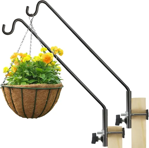 Vista 12 de ERYTLLY Gancho de Riel Extendido para Cerca de Terraza, Gancho para Comedero de Pájaros de Servicio Pesado, Giratorio 360 Grados y Longitud