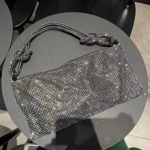 Vista 8 de Bolso de mano con diamantes de imitación bolso de noche brillante para mujer bolso de noche bajo las axilas bolsas de hombro para cena fiesta boda