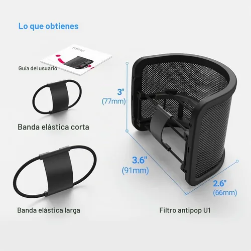 Vista 4 de FIFINE Filtro Pop para Micrófono, Protector Compacto con Malla Metálica para Estudio de Grabación, Videos de YouTube, Transmisiones, Podcast (Negro)