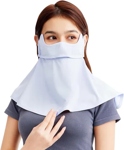 Vista 9 de Polaina para el cuello, bufanda facial UPF 50+, pasamontañas, pañuelos de tela con bucles para las orejas