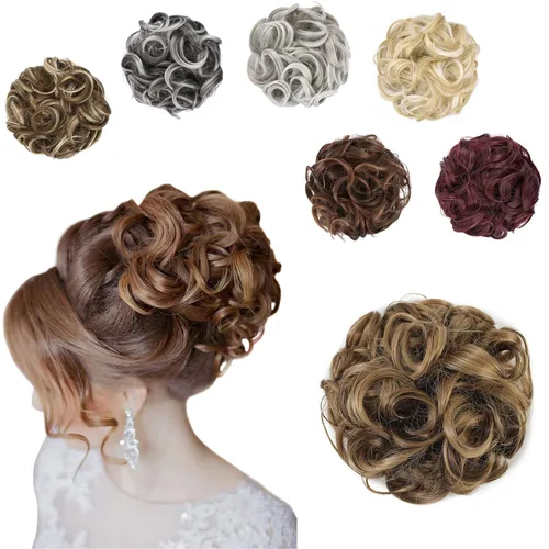 Vista 9 de Elaine Extensión de Coletero Grande y Desordenado, Rizos de Cabello Sintétcio, Coleteros Ondulados Grandes, Trenza Gruesa para Mujeres (#Blanco)