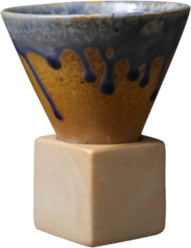 Vista 10 de Taza de café de cerámica gruesa con base, taza de porcelana creativa con forma de cono triangular de 6.8 fl oz, tazas pequeñas personalizadas