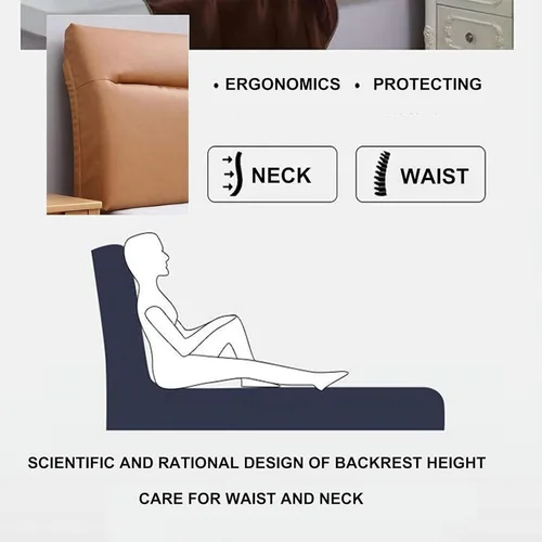 Vista 5 de Cojín de cuero para cabecero, almohada de pared para respaldo de cama, almohada de lectura, almohada de cuña de soporte grande para sofá cama
