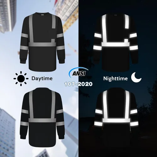Vista 2 de Camisas de seguridad Uno Mejor para hombre Clase 3 Camisas de alta visibilidad, Camisas reflectantes de alta visibilidad para hombre y mujer