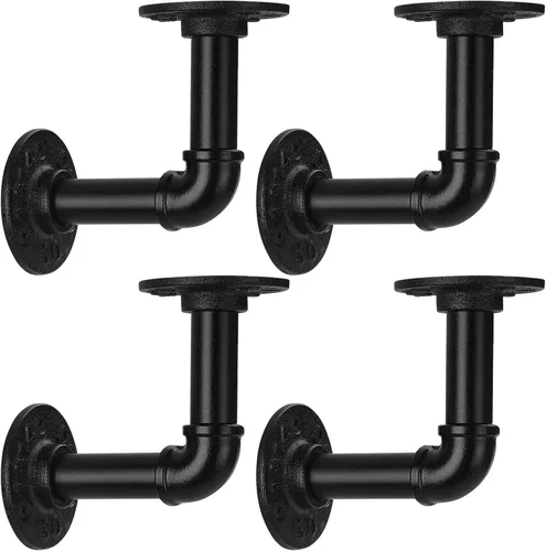 Vista 9 de Soporte de estante de tubo de 1/2 pulgada, soporte de estante flotante montado en la pared, soporte de metal colgante de pared punk de vapor