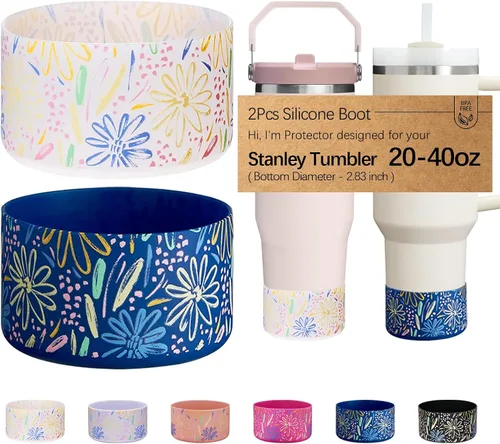 Vista 37 de WK IEASON 2 Piezas Protector de Base Tipo Bota para Vaso Stanley Quencher Adventure 40oz y Stanley IceFlow 20oz 30oz y Compatible con Botella de 3D