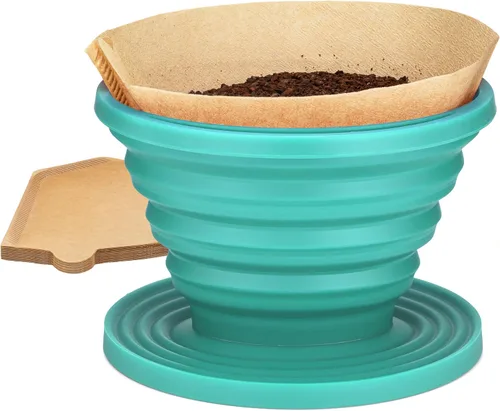 Vista 10 de COLETTI Sierra Camping Gotero de Café Pour Over — Gotero de Café Pour Over Plegable — Incluye Paquete de Filtros de Papel [Negro, Paquete de 1]