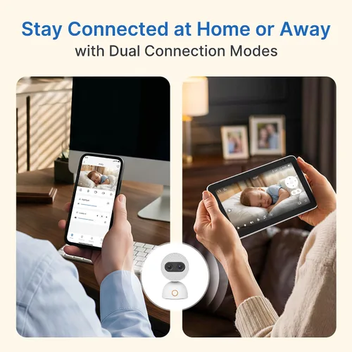 Vista 4 de Simsky Monitor de bebé de pantalla dividida de 7 pulgadas con 2 cámaras, cámaras duales de 4MP con zoom 6X y zoom panorámico, WiFi y sin WiFi