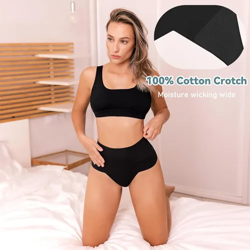 Vista 2 de SINOPHANT Tangas de cintura alta para mujer, sin costuras, ropa interior invisible, paquete de 4