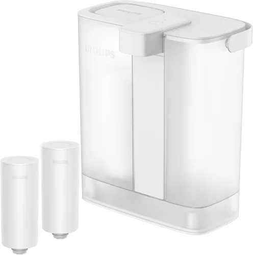 Vista 10 de Jarra de agua con filtro Philips +3 cartuchos de recambio Micro X-Clean, flujo rápido, color blanco, 2,6 litros, temporizador electrónico