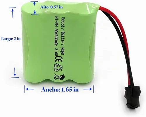 Vista 2 de Batería recargable NiMH AA de 3.6V 2400mAh con enchufe SM y cable de carga USB, batería RC de repuesto para coche RC, barco RC, juguetes de robot RC