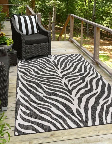 Vista 16 de Unique Loom Outdoor Safari Collection - Alfombra de área - Tsavo (2' x 3' 1", rectangular, azul/marfil)