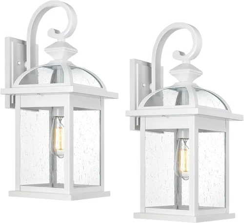 Vista 22 de Darkaway Accesorios de iluminación exterior para montaje en pared, aplique de pared al aire libre con vidrio sembrado, impermeable, accesorio