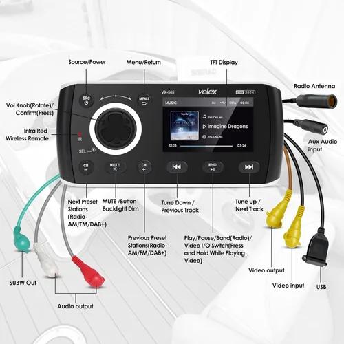 Vista 2 de Radio estéreo marina de FM del receptor de audio/vídeo de Bluetooth, MECH menos para el yate, deporte del poder