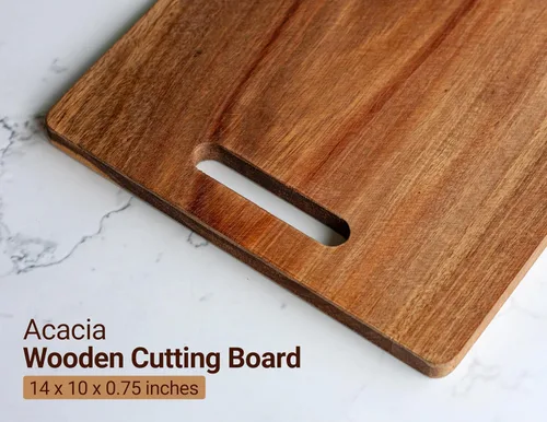 Vista 2 de Tabla de cortar de madera grabada personalizada con texto o mensaje personalizado, madera de acacia (10 x 14)