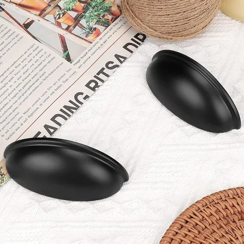 Vista 4 de Probrico Paquete de 5 tiradores para cajones de taza, color negro mate, manijas de gabinete para recipientes, manija de tocador de baño Blak de 3