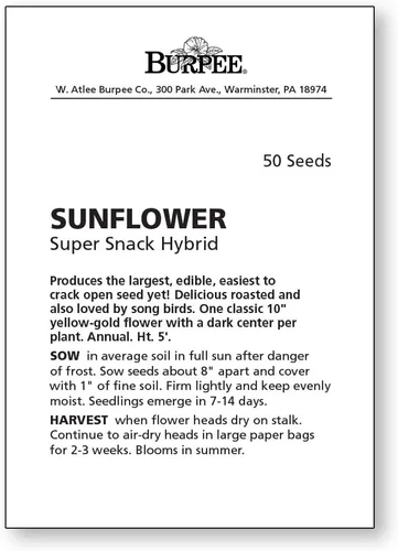 Vista 2 de Burpee Super Snack Semillas de Girasol 50 semillas