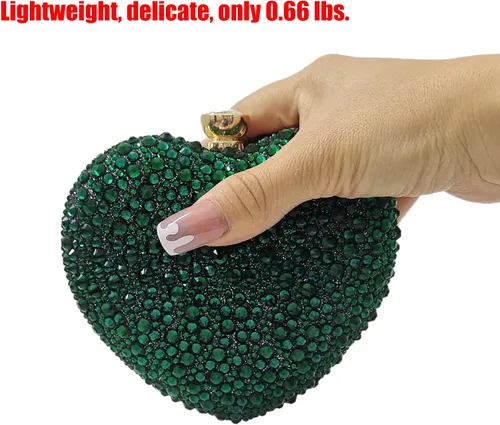 Vista 4 de Lindo corazón forma embrague monedero mini amor corazón Rhinestone boda bolso partido mujeres bolso