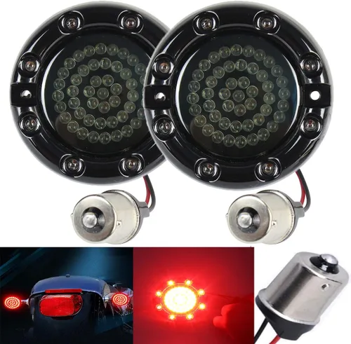 Vista 11 de ZYTC 3 1/4 "LED intermitentes con luz corriente estilo bala frontal 1157 LED kit de señal de giro ámbar blanco para Harley Davidson caja negra