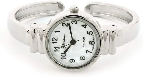 Vista 3 de STC Reloj de pulsera de tamaño pequeño con banda de metal plateado blanco para mujer, plateado, Moderno