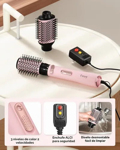 Vista 4 de Farery Hot Air Brush, One-Step Volumizer, Pink