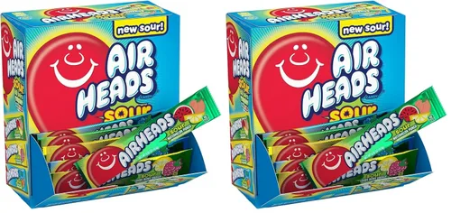 Vista 10 de Airheads Dulces, sabores de frutas surtidos, caja de cine, barras de tamaño completo envueltas individualmente, sin fusión, 6 barras por caja, 12