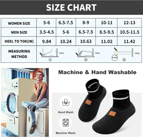 Vista 2 de BARERUN Womens Mens Fuzzy House Slippers Soft-Lightweight Warm House Slipper Socks with Non Slip Rubber Sole Around House Shoes IndoorOutdoor