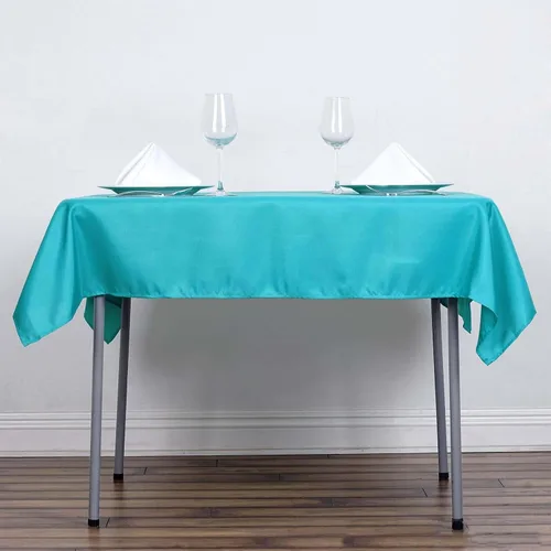 Vista 112 de Efavormart - Mantel cuadrado de lino de poliéster sin costuras, 54 x 54 pulgadas, color beige, para banquetes de boda, fiesta, restaurante
