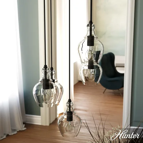Vista 2 de Hunter - Maple Park 5 luces Noble Bronze, luz de racimo de tamaño mediano, regulable, estilo casual, forma redonda, para dormitorios, cocinas
