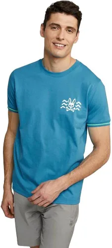Vista 2 de Psycho Bunny Camiseta Filcham para hombre Aegeon Blue
