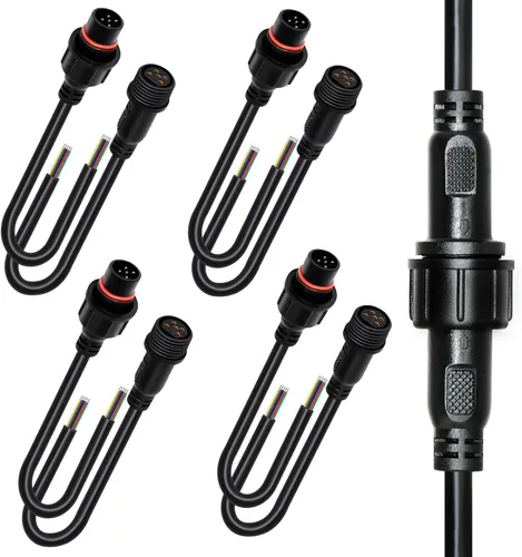 Vista 8 de Conector de tira LED de 2 pines 18AWG IP65 macho hembra 7.87 pulgadas, cable de extensión para automóvil, camión, barco, conector LED impermeable