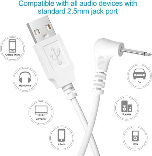 Vista 4 de SCOVEE Cable de carga DC,Cable de carga USB,Reemplazo del cable de cargador USB DC de 0.098 in,Cable de carga rápida 5v