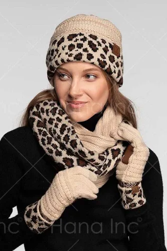 Vista 7 de ScarvesMe Juego de 3 bufandas y guantes para mujer, diseño de cola de caballo