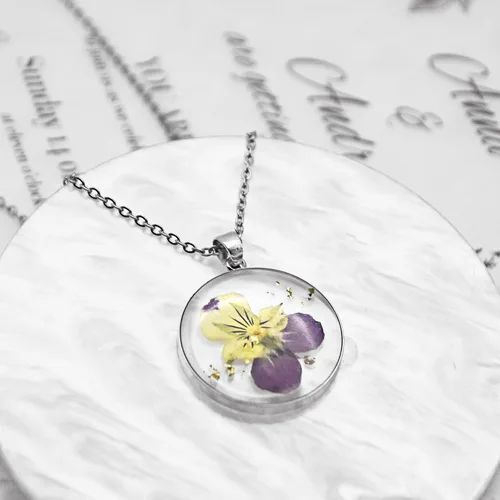 Vista 146 de Pressed Flower Necklace Gift for Women Personalized Handmade Necklaces Birth Flower Necklace