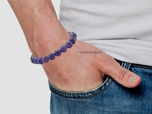 Vista 488 de Amazing Gemstone Crystal Bracelet for Women Men's Gifts - Protection Healing Crystal Bracelet - 8mm Gemstone Beaded Stretchable Bracelet Pulseras