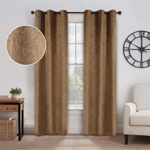 Vista 15 de BLUENILEMILLS Paneles de cortinas opacas para oscurecer la habitación con bolsillo para barra, cortinas perfectas para ventanas de cocina, Beige