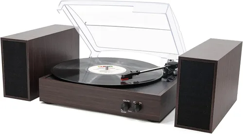 Vista 12 de LP&No.1 - Paquete de tocadiscos moderno con altavoces estéreo de estantería de doble potencia, preamplificador phono incorporado, transmisión por