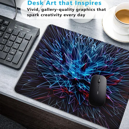 Vista 6 de Alfombrilla de mouse grande 3D abstracta de 12 x 10 pulgadas, antideslizante, lavable, para oficina, computadora, laptop, mouse pad con bordes Arte