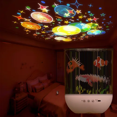 Vista 2 de Colorful Life Proyector dinámico de galaxia de luz nocturna para niños, luz musical, lámpara espacial giratoria con proyección animada, versión