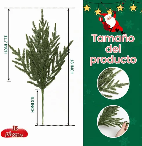 Vista 3 de joyhalo 16 tallos de pino Norfolk Greenery de 18 pulgadas